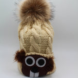 Adult Pom Pom Groundhog Hat-Groundhog Stuff