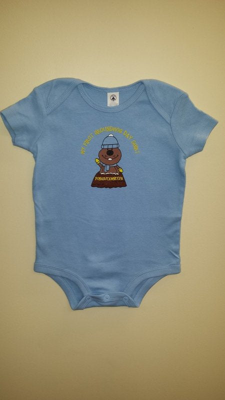 Infant Boys 1st Groundhog Day Onesie – Light Blue-Groundhog Stuff