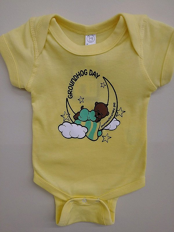 Baby Phil Dreaming Onesie - Yellow-Groundhog Stuff