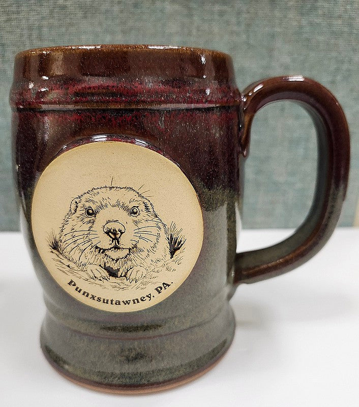 Double Barrel Pottery Stein - 20 oz Handmade Mug-Groundhog Stuff