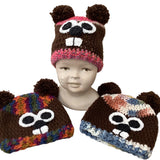 *Toddler/Infant Handknit Groundhog Hat – Brown/Multi