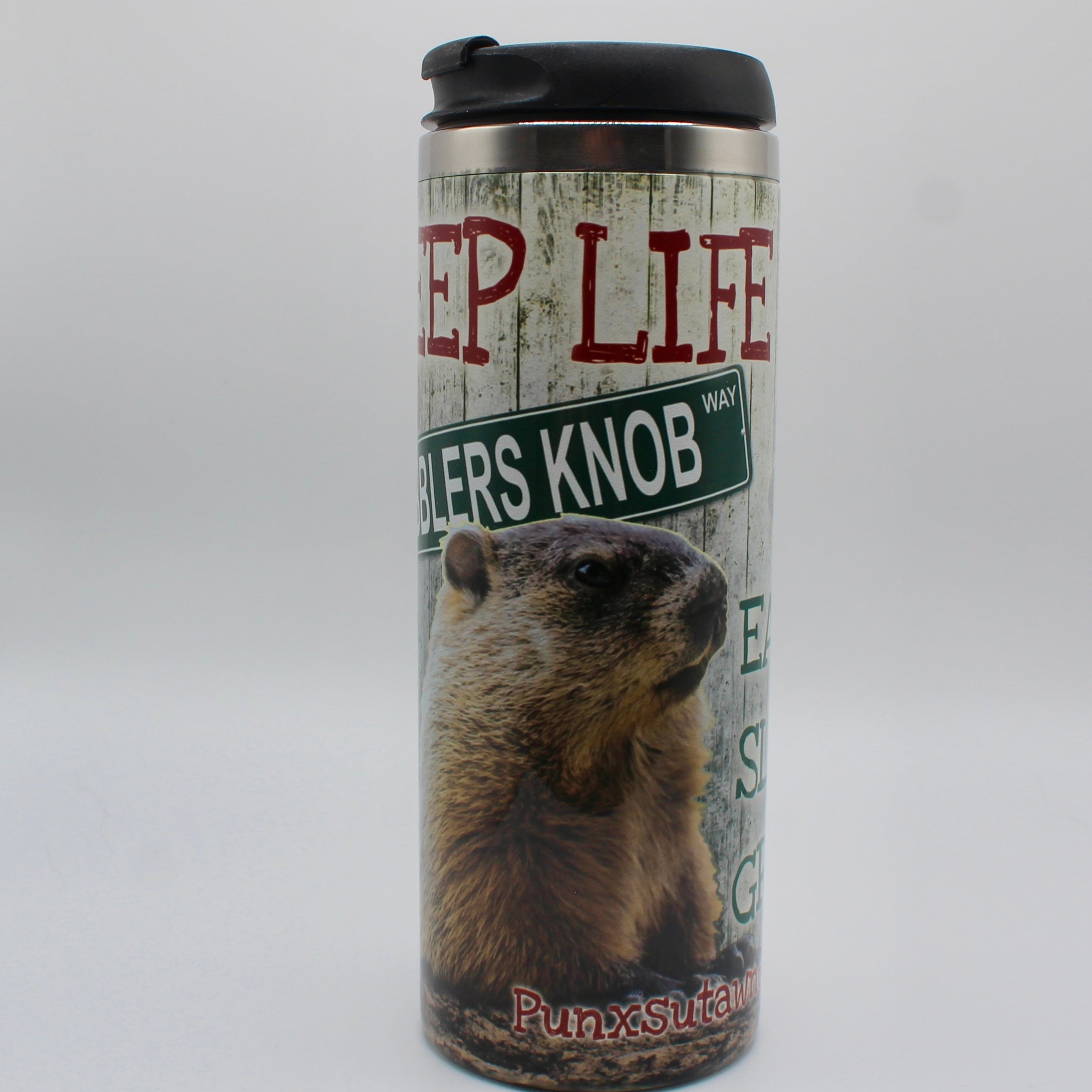 Eat Sleep Groundhog Tumbler - 15 oz Stainless Steel-Groundhog Stuff