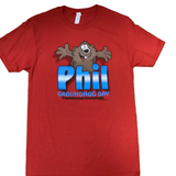 Adult Tri-Color Punxsutawney Phil T-Shirt - Red