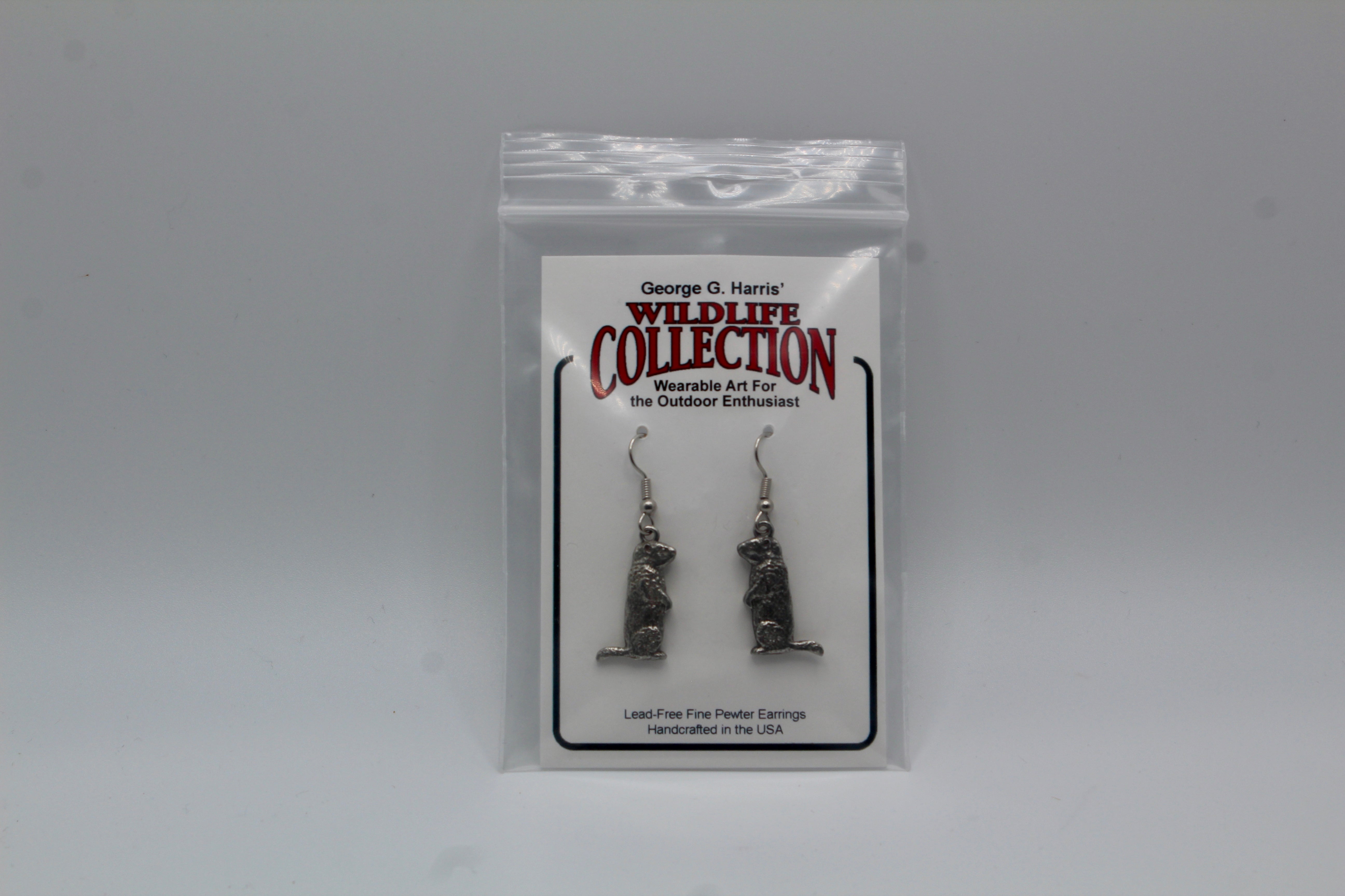 Dangle Groundhog Pewter Earrings – Handcrafted USA-Groundhog Stuff