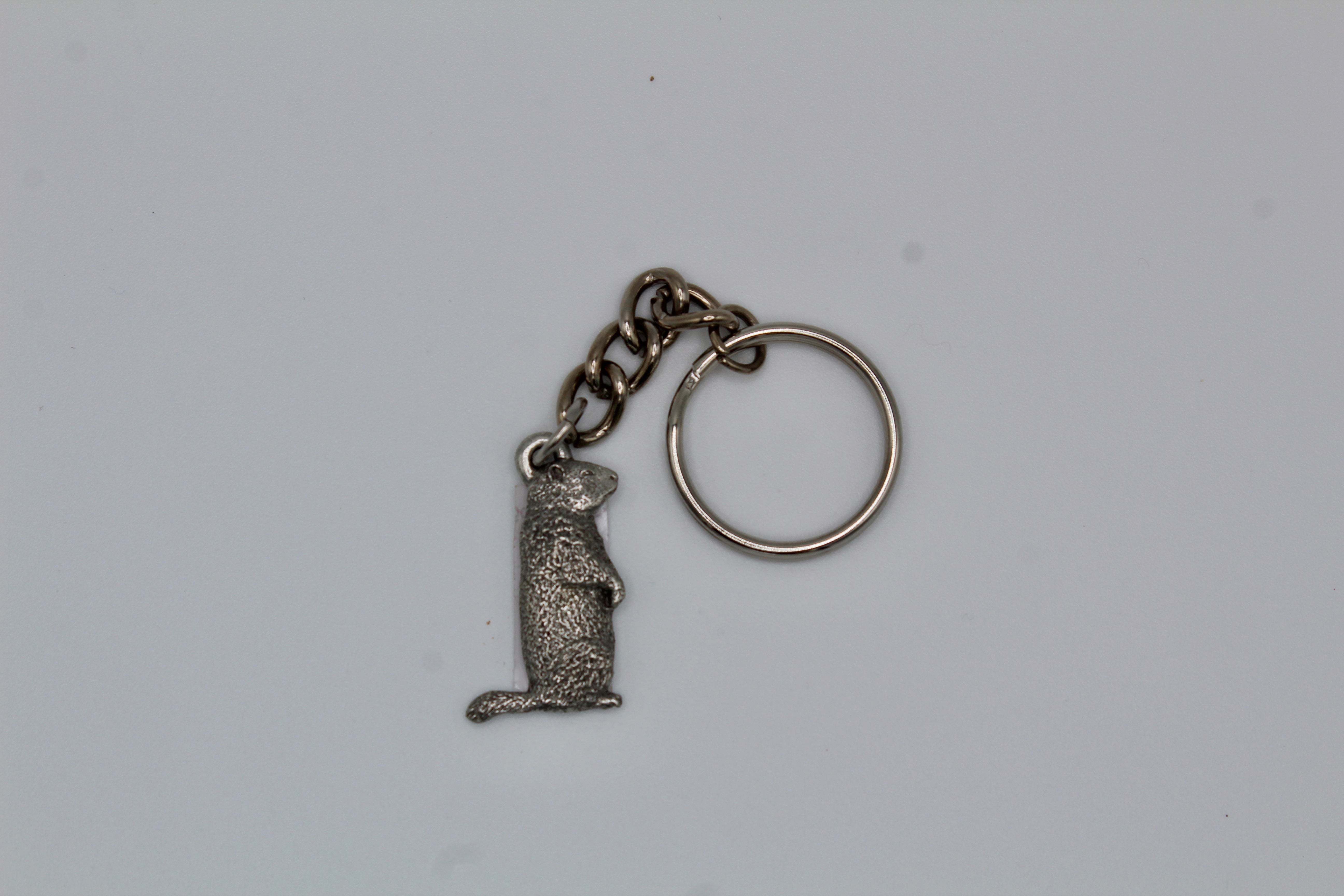 Pewter Groundhog Key Chain – 1.25 Inch-Groundhog Stuff