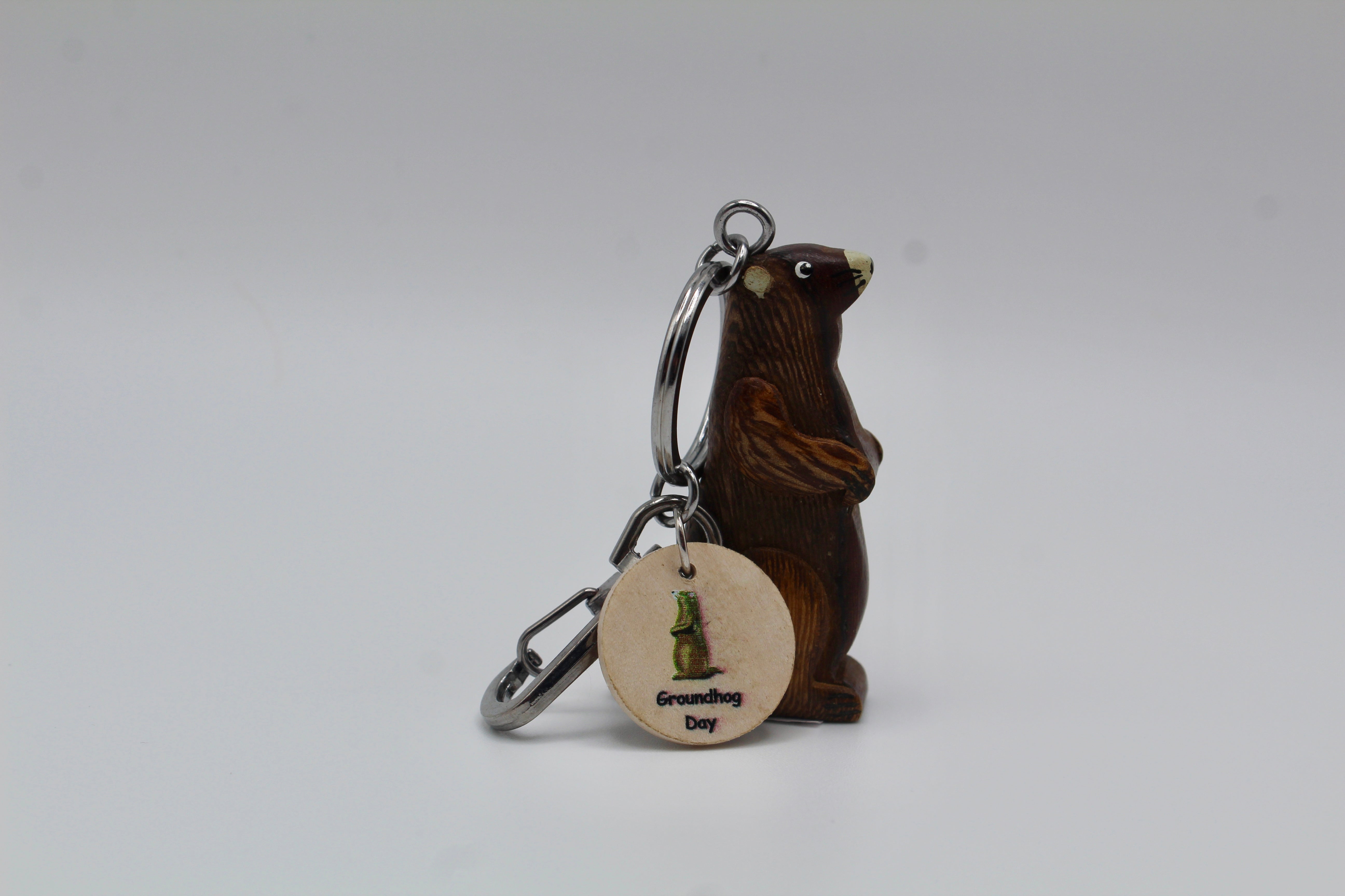 Wooden Phil Keychain – Hand Carved Groundhog-Groundhog Stuff