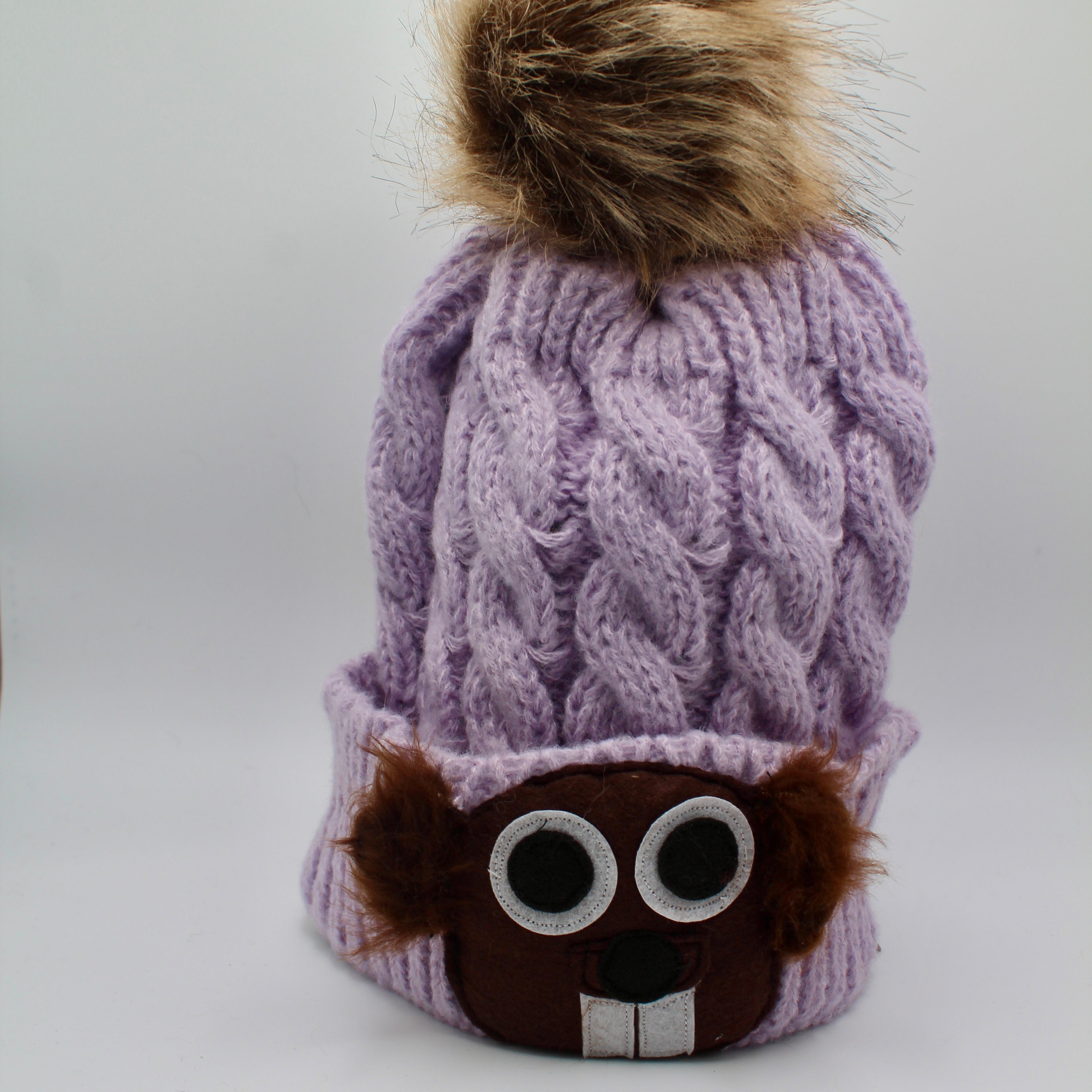 Adult Pom Pom Groundhog Hat-Groundhog Stuff