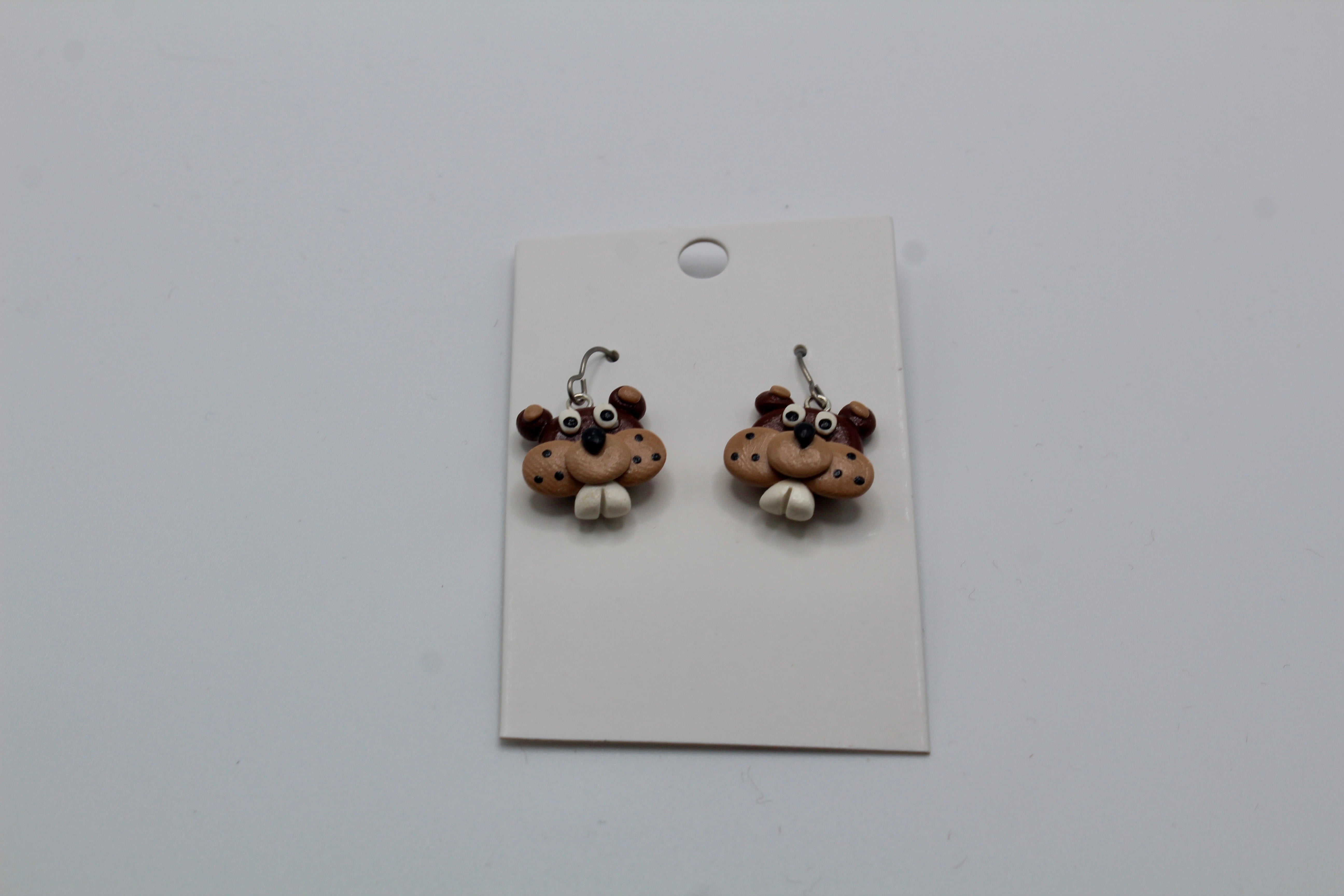 Handmade Clay Groundhog Earrings - Lightweight & Glossy-Groundhog Stuff
