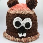 Adult Handknit Groundhog Hat with Fur Trim-Groundhog Stuff