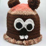 Adult Handknit Groundhog Hat with Fur Trim-Groundhog Stuff