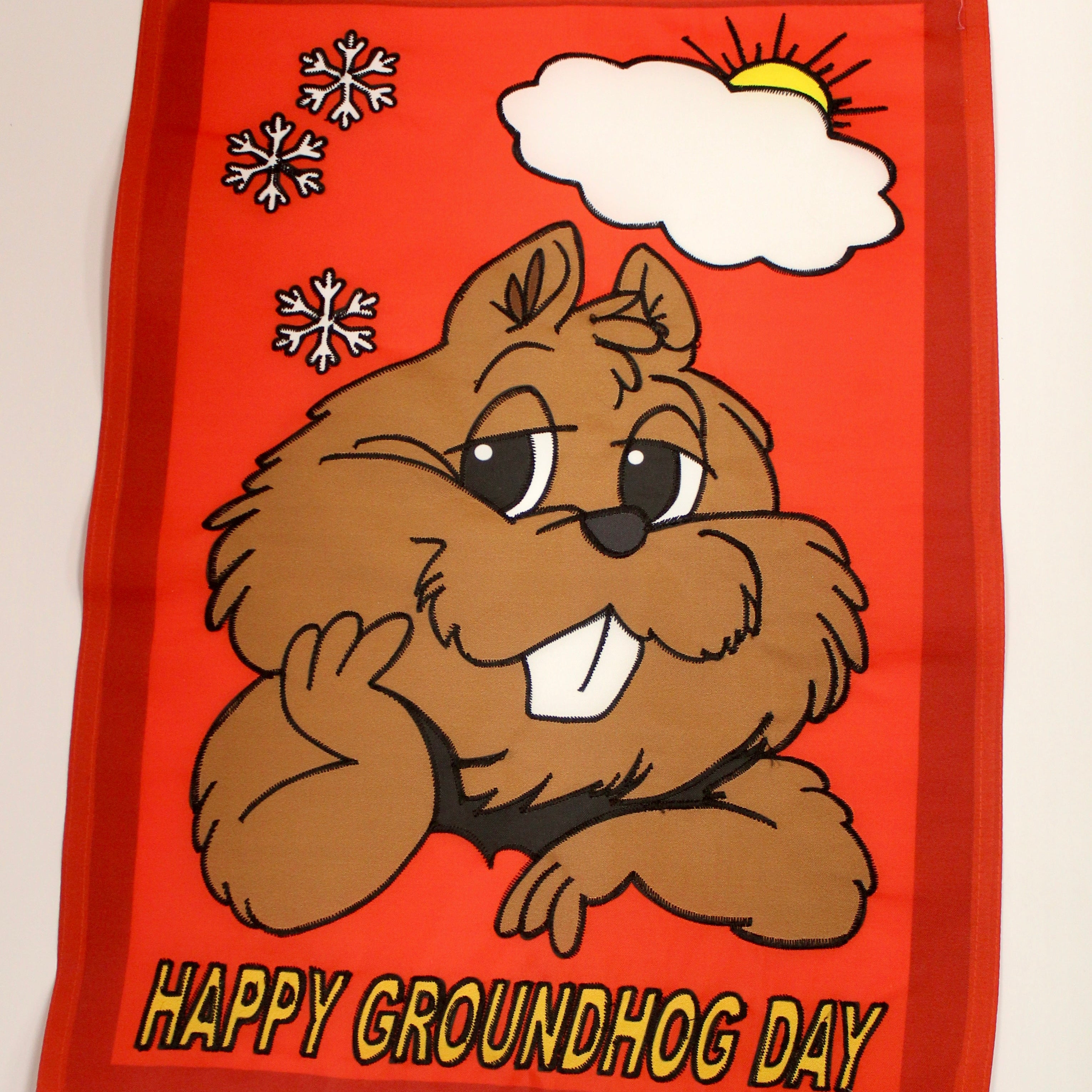 Garden Flag - Happy Groundhog Day (12x18.5")-Groundhog Stuff