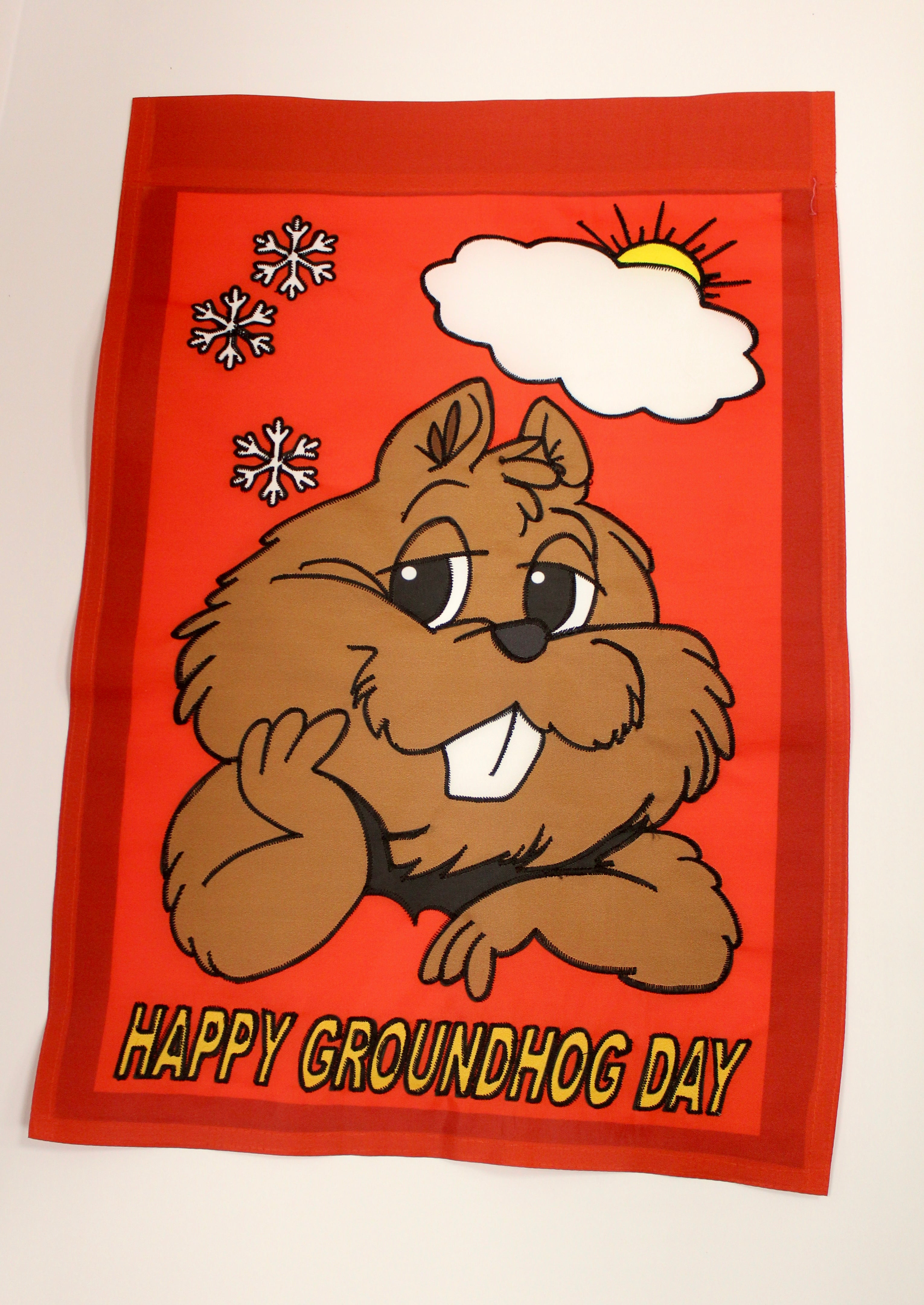 Garden Flag - Happy Groundhog Day (12x18.5")-Groundhog Stuff