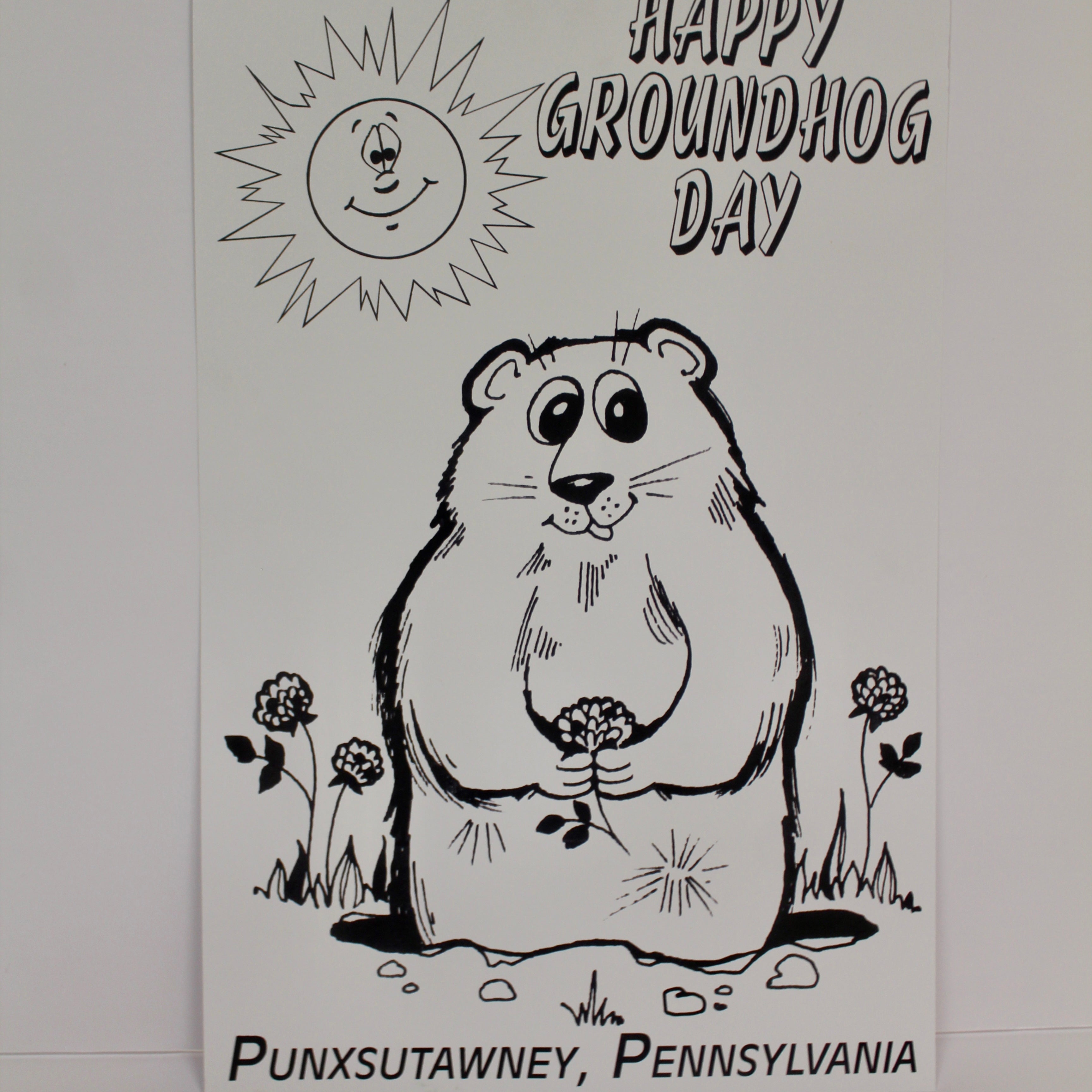 Coloring Poster B - Happy GH Day - 7x11"-Groundhog Stuff