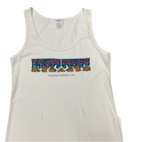Adult Groundhog & Flowers Tank Top - White
