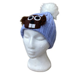 Adult Pom Pom Hat Blue-Blue : Adult
