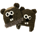 *Toddler/Infant Handknit Groundhog Hat – Brown/Multi