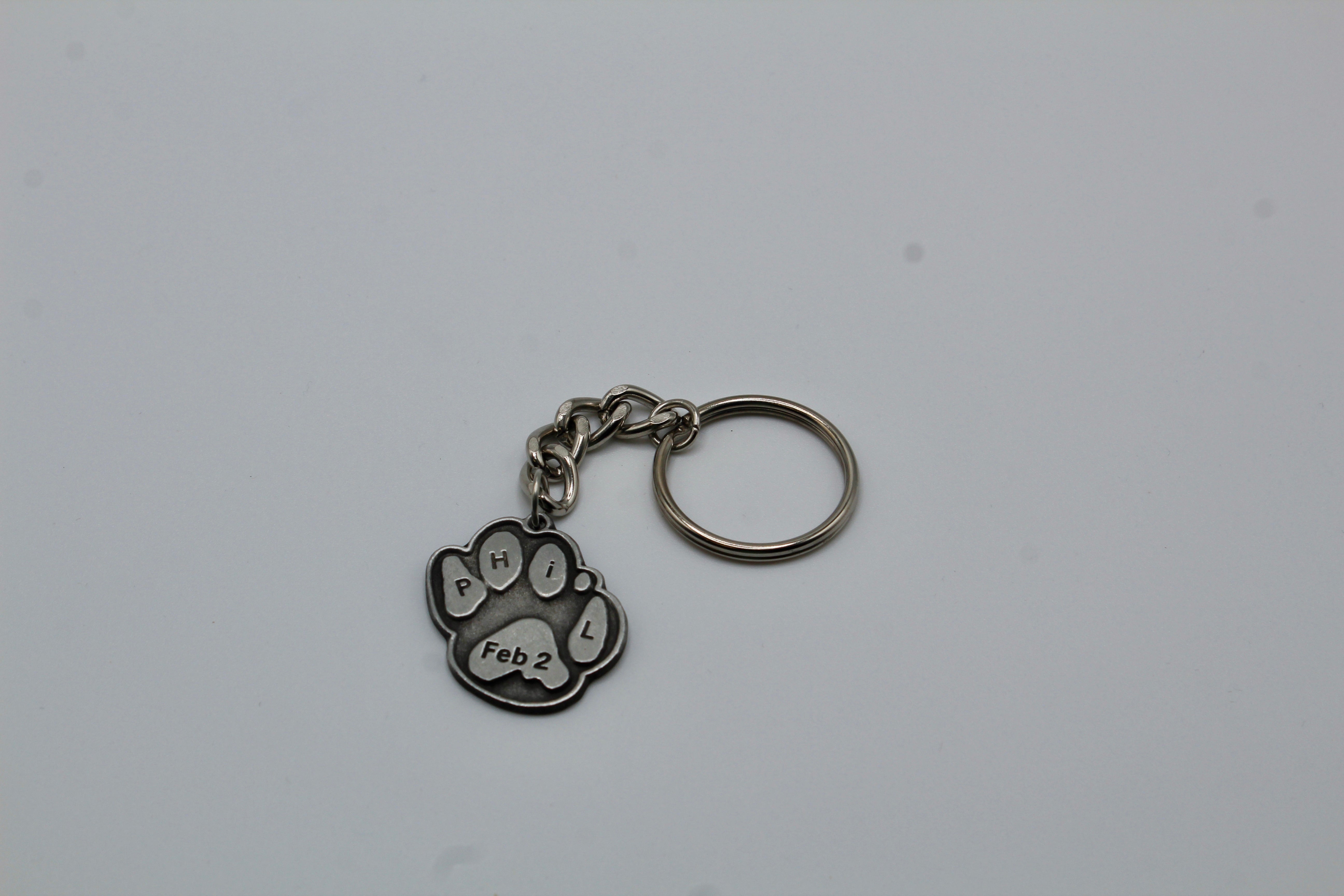 Phil Paw Keychain - Pewter-Groundhog Stuff