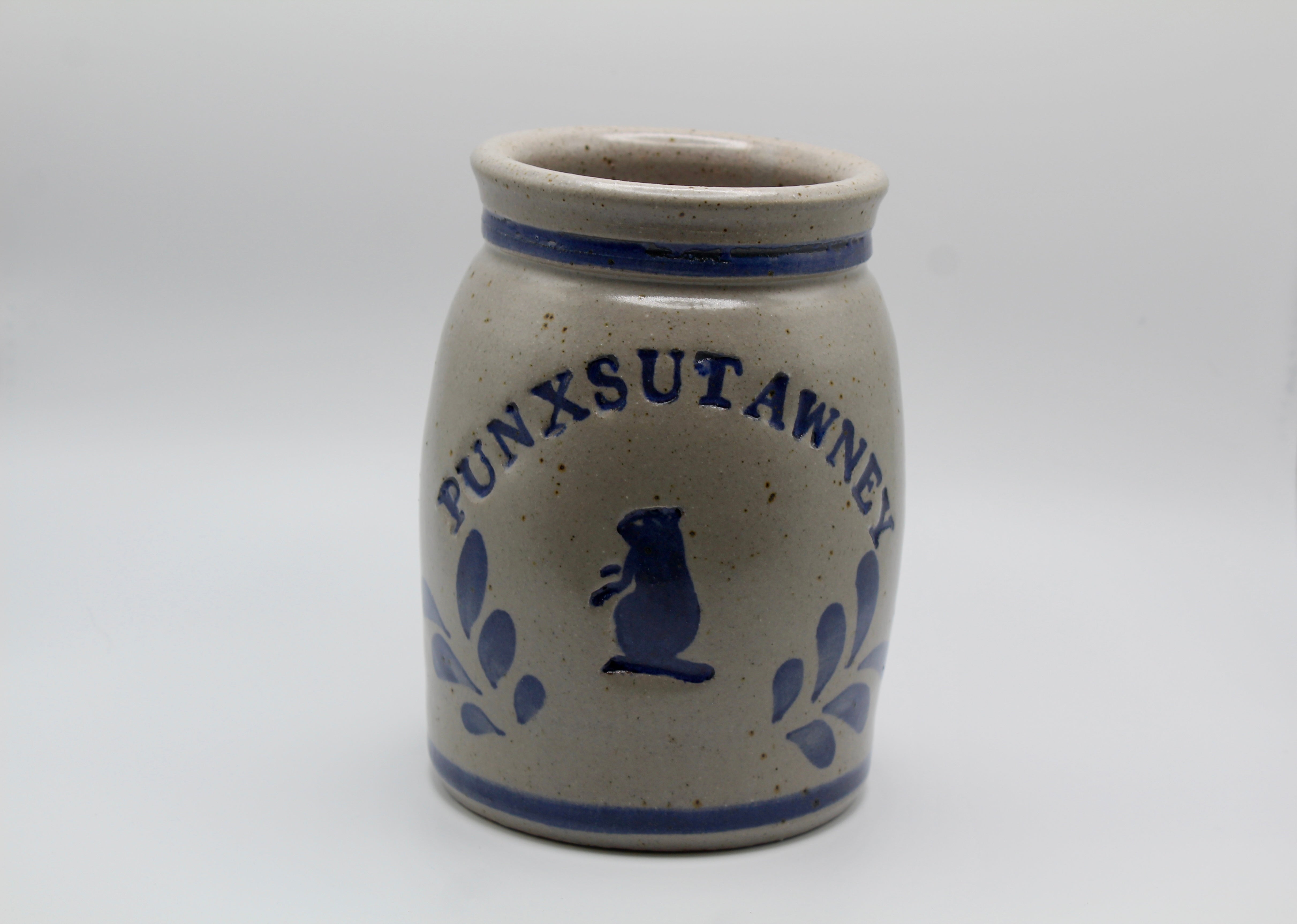 Crock - Punxsutawney Blue Pottery (6"H)-Groundhog Stuff