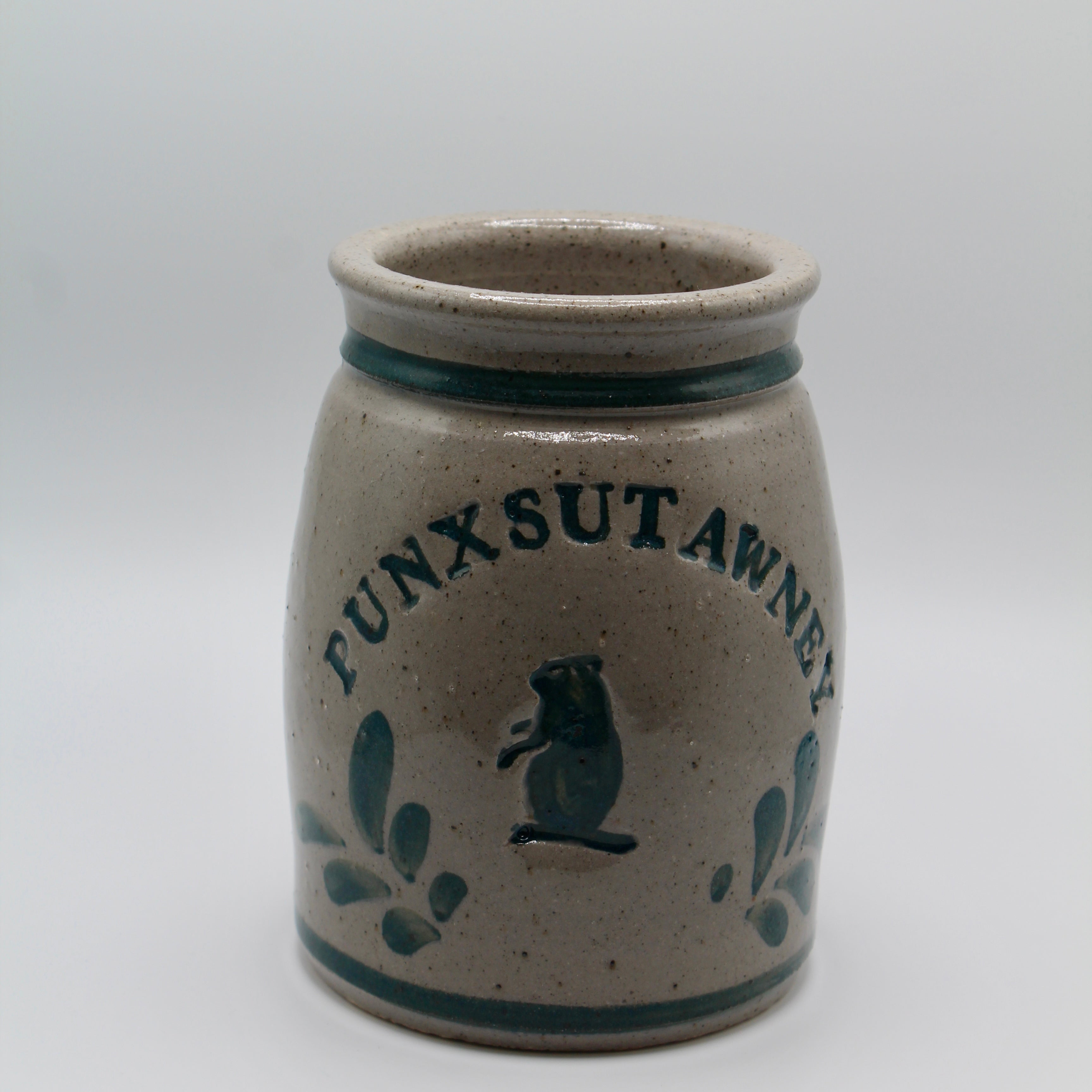 Crock - Punxsutawney Green Pottery (6"H)-Groundhog Stuff