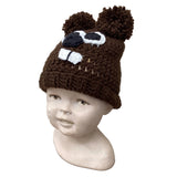 *Infant Handknit Groundhog Hat #1 - Dark Brown
