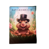 Smiling Ghog Day with flowers Card-1810690