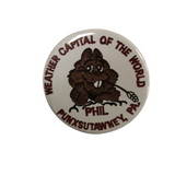 Weather Capital of the World Pin - White with Red Text