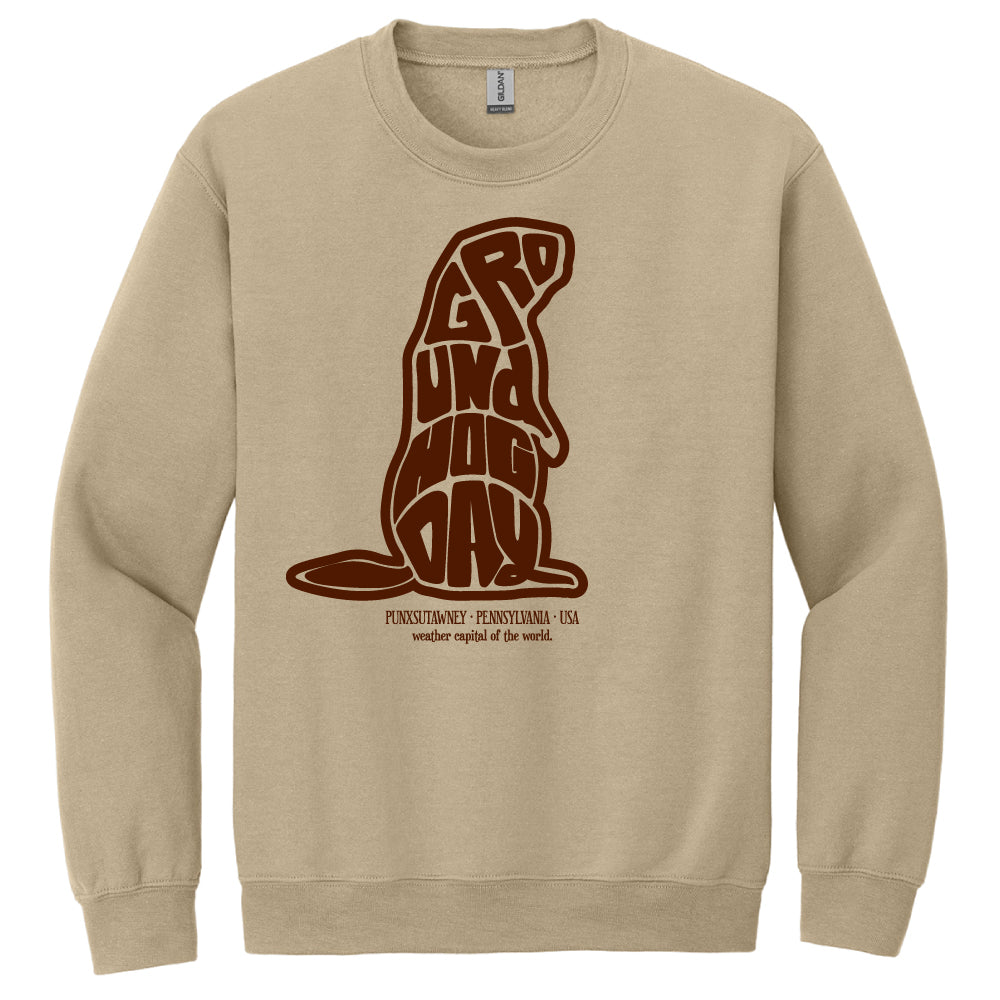 Adult Ghog Letter Phil Sweatshirt - Sand (2X)-Groundhog Stuff