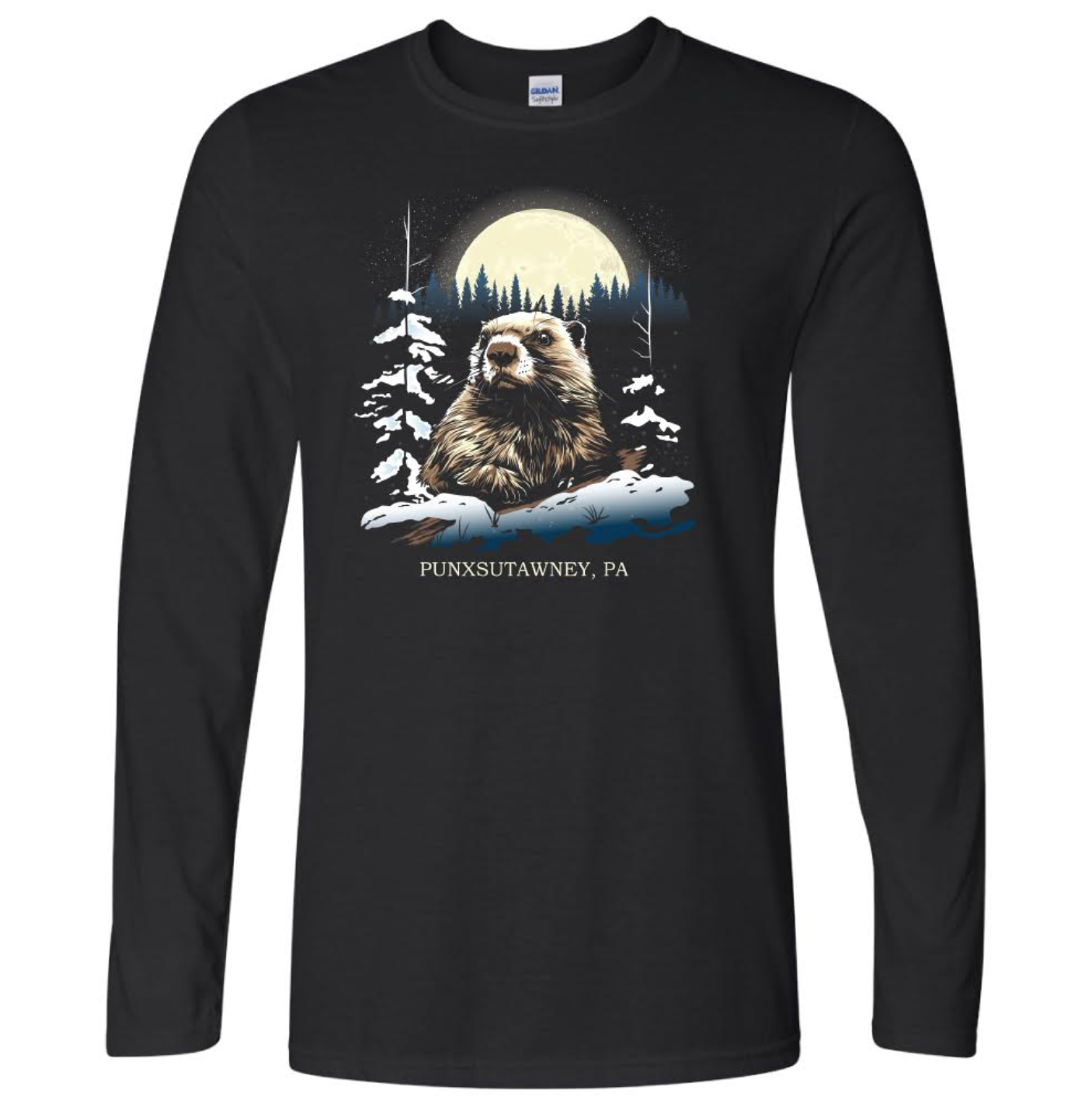 Adult Snowy Groundhog Long Sleeve Shirt-Groundhog Stuff