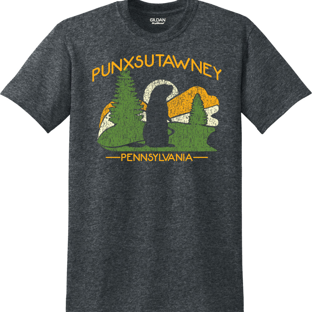Adult Punxsutawney Groundhog T-Shirt - Heather Charcoal-Groundhog Stuff