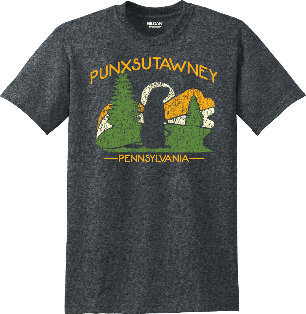 Adult Punxsutawney Groundhog T-Shirt - Heather Charcoal-Groundhog Stuff