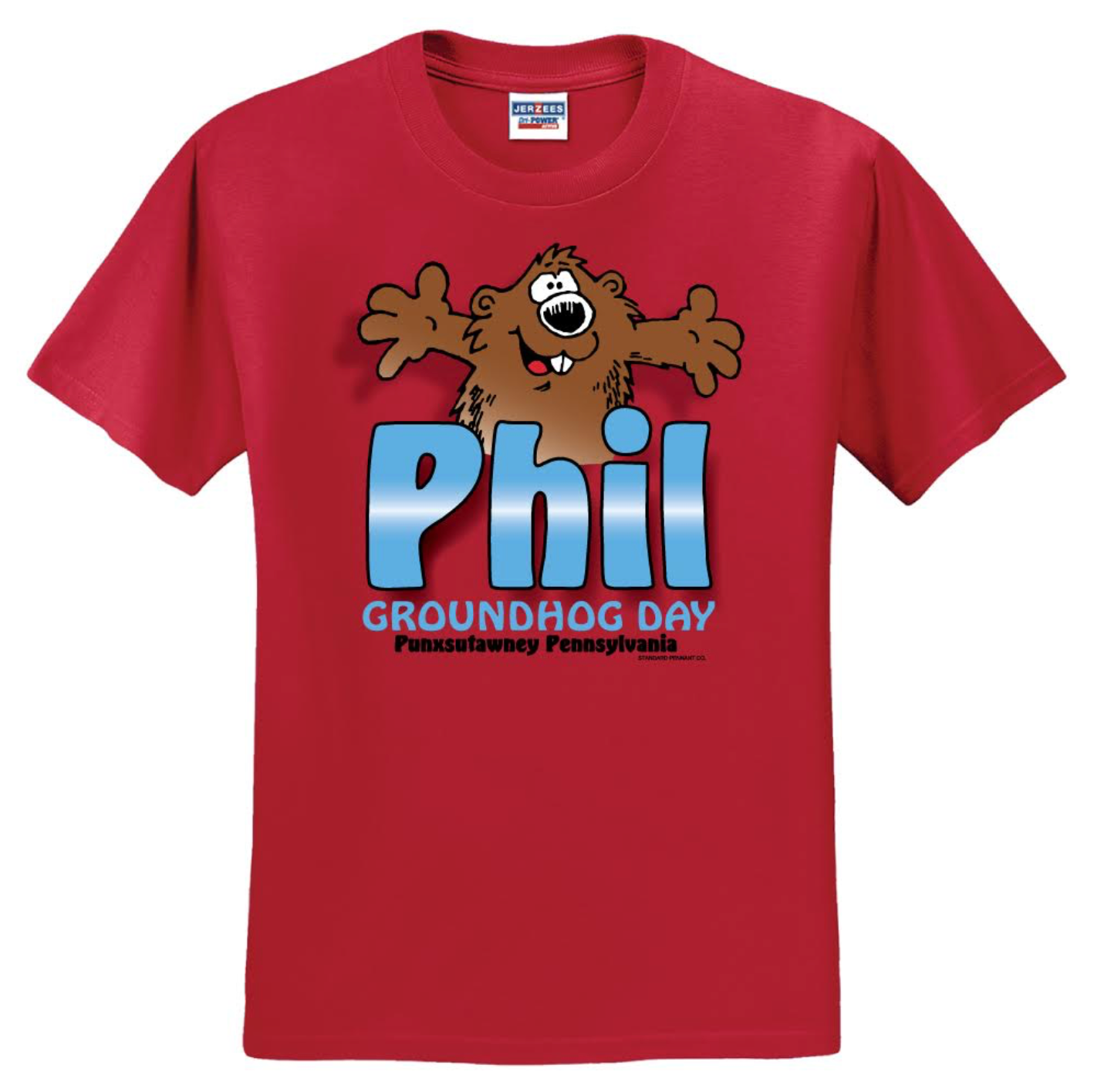 Adult Tri-Color Punxsutawney Phil T-Shirt - Red-Groundhog Stuff