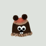 *Adult Handknit Groundhog Hat with Fur Trim