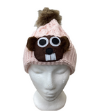 Adult Pom Pom Hat Pink-Pink : adult