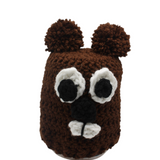 Infant Handknit Groundhog Hat #1 - Dark Brown