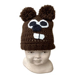 *Infant Handknit Groundhog Hat #1 - Dark Brown