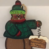 Green Plaid Coat wired sign Orn