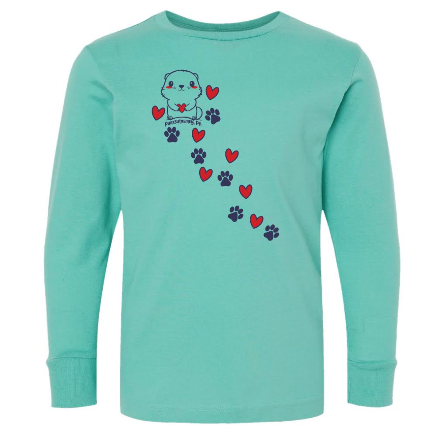 Toddler Groundhog Day Paw & Heart Long Sleeve - Saltwater-Groundhog Stuff