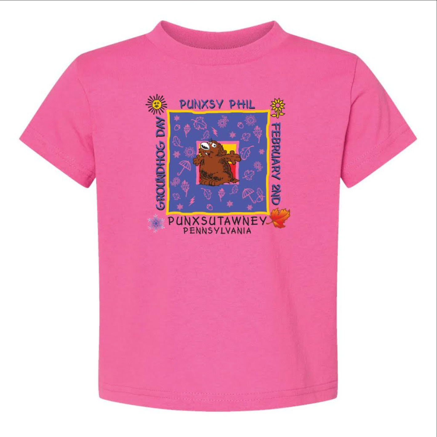 Toddler Square Tee - Pink Raspberry-Groundhog Stuff