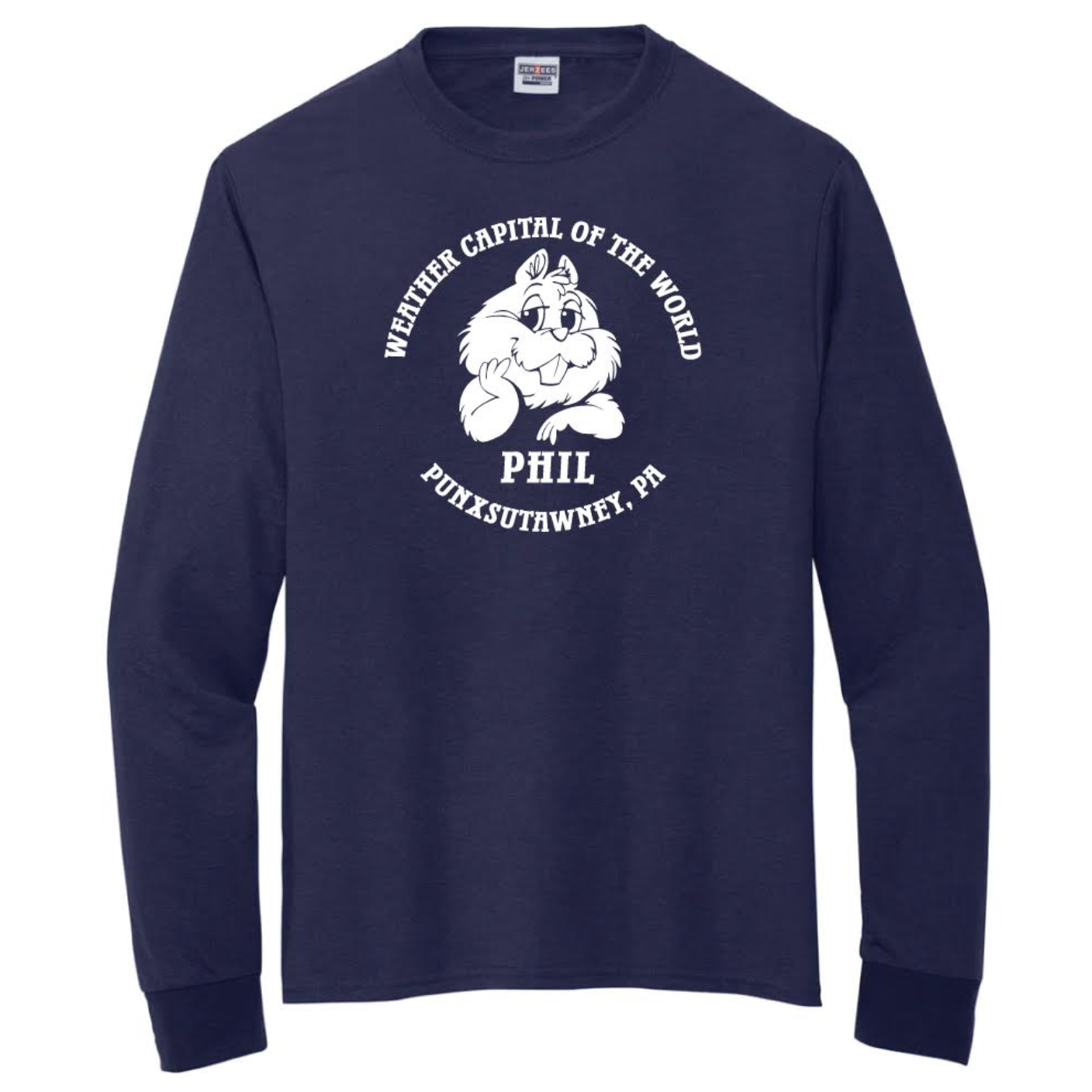 Youth Weather Capital Long Sleeve T-Shirt - Navy-Groundhog Stuff