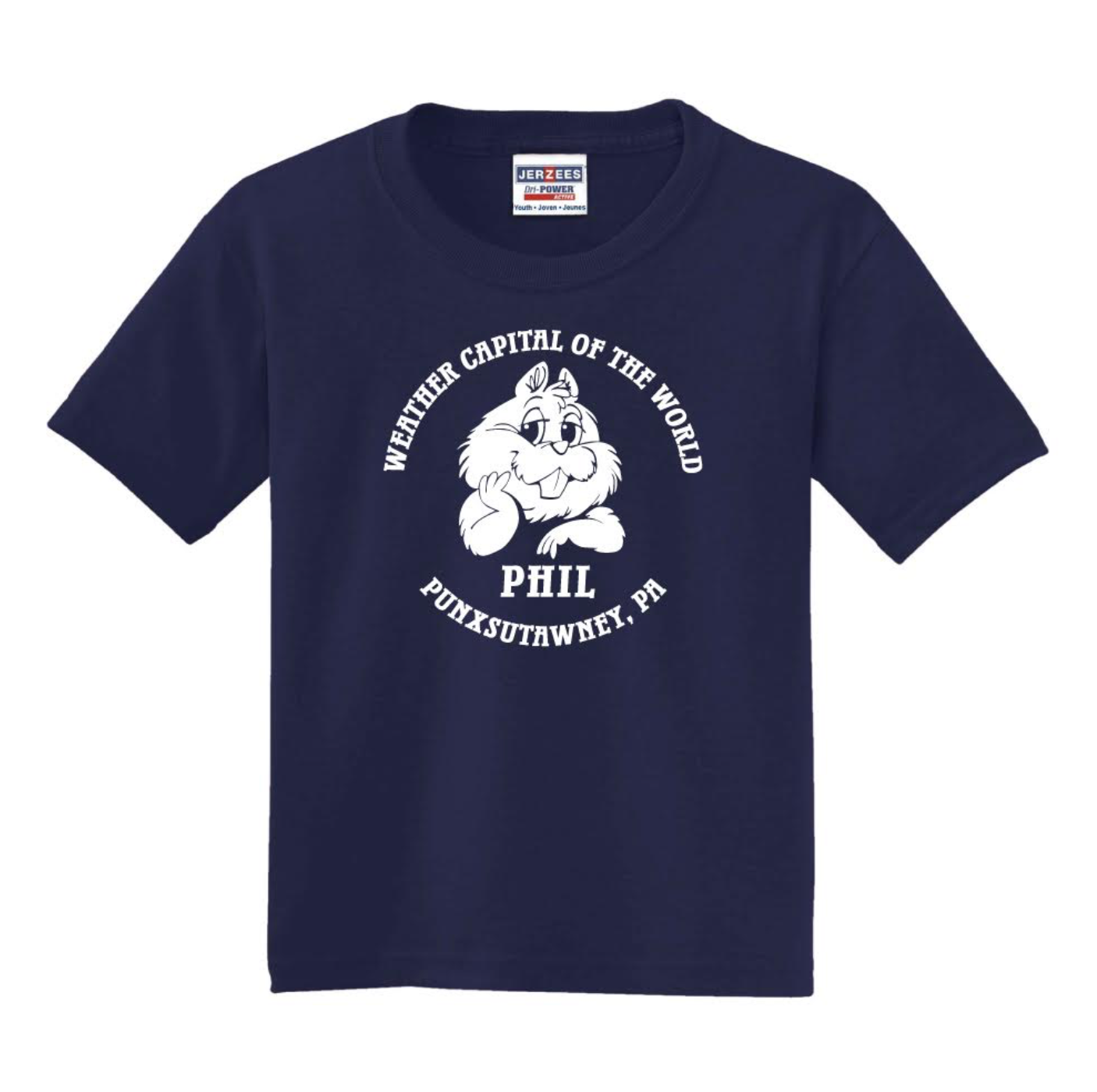 Youth Weather Capital T-Shirt - Navy-Groundhog Stuff