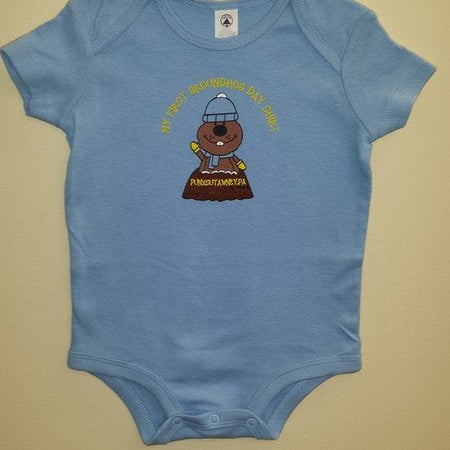 Infant Boys 1st Groundhog Day Onesie – Light Blue-Groundhog Stuff