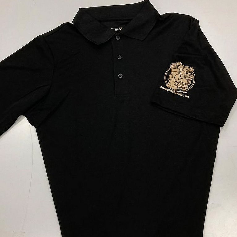 Adult Embroidered Golf Shirt - Black-Groundhog Stuff