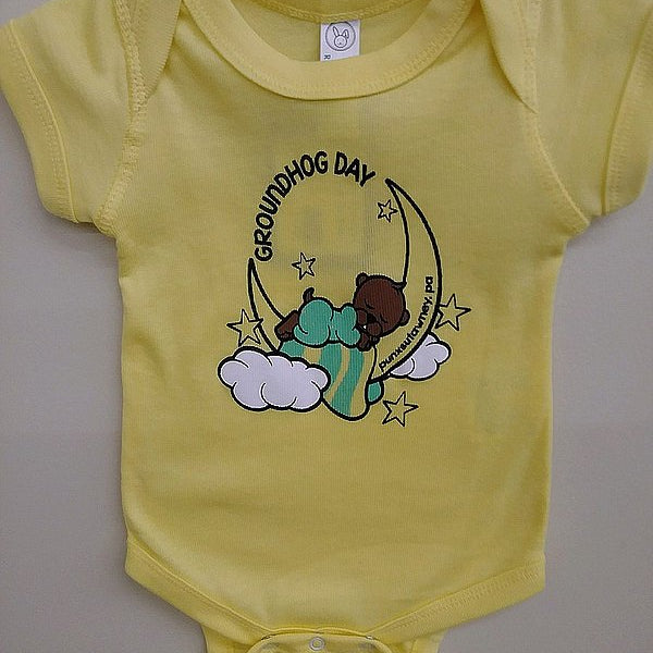 Baby Phil Dreaming Onesie - Yellow-Groundhog Stuff