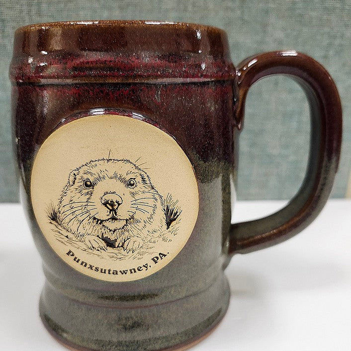 Double Barrel Pottery Stein - 20 oz Handmade Mug-Groundhog Stuff