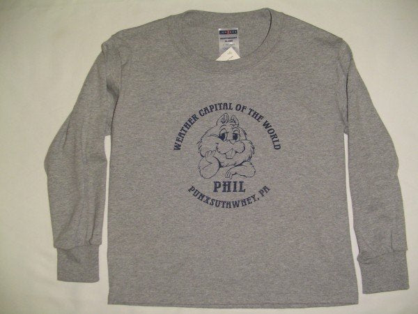 Youth Weather Capital Long Sleeve T-Shirt - Gray-Groundhog Stuff
