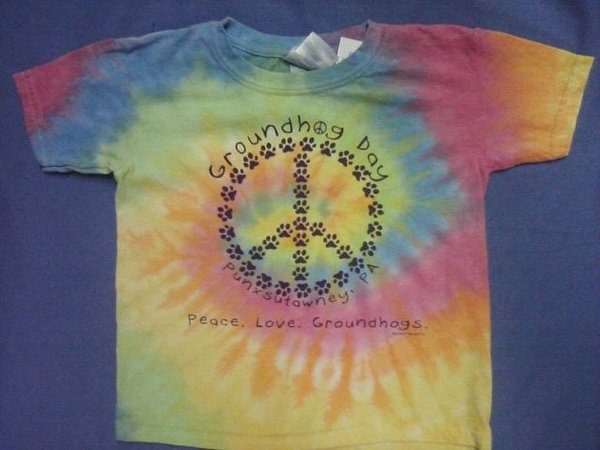 Youth Tie-Dyed Groundhog Paw T-Shirt - Peace, Love, Groundhogs-Groundhog Stuff